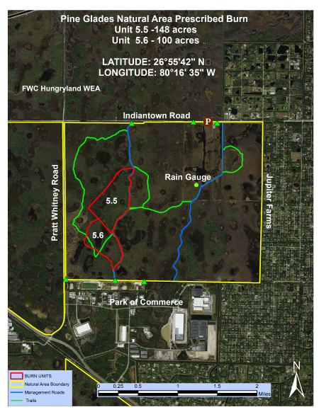 Aerial Map Showing Location of Prescribed Fire at Pine Glades Natural Area February 8 and 9, 2023